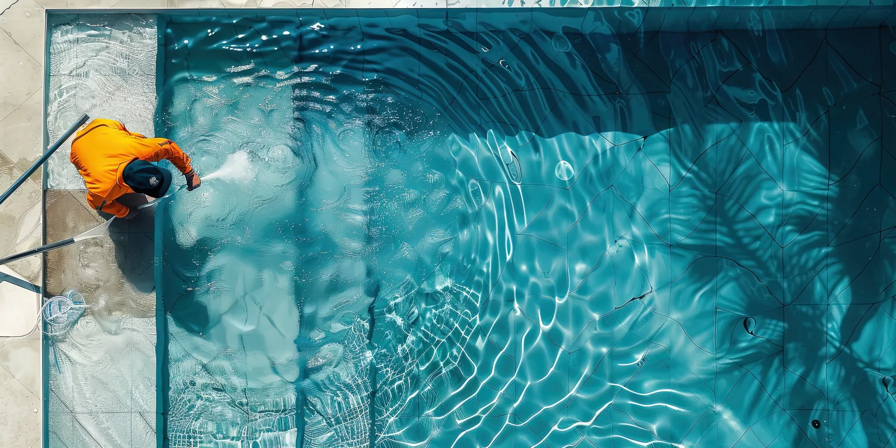 Fachgerecht verlegte Poolfolie im Becken
